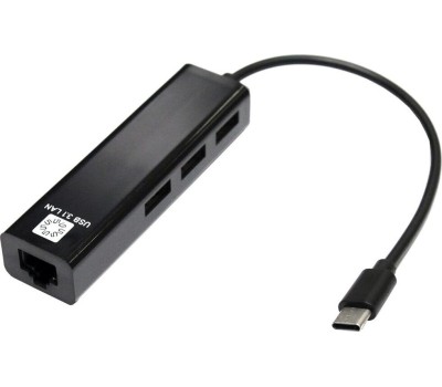 переходник-адаптер 5BITES UA3C-45-09BK USB3.1 / 3*USB2.0 / RJ45 100MB / BLACK