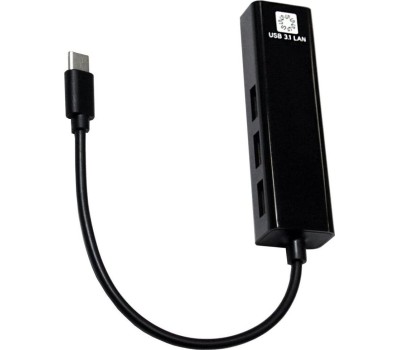 переходник-адаптер 5BITES UA3C-45-09BK USB3.1 / 3*USB2.0 / RJ45 100MB / BLACK