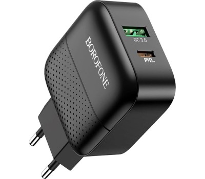 СЗУ BOROFONE (6931474727336) BA46A Black СЗУ 1USB 3.0A QC3.0 быстрая зарядка