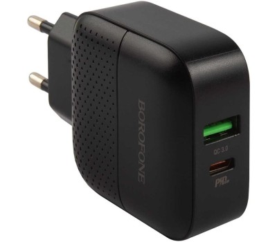 СЗУ BOROFONE (6931474727336) BA46A Black СЗУ 1USB 3.0A QC3.0 быстрая зарядка