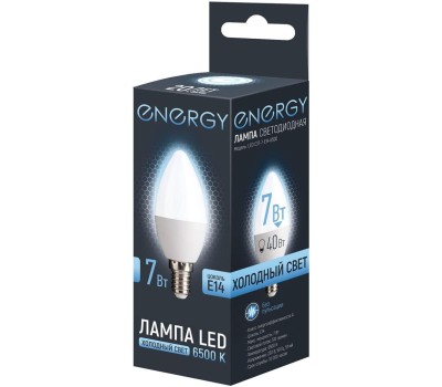 Лампа светодиодная ENERGY LED С37-7-E14-6500 (109290)