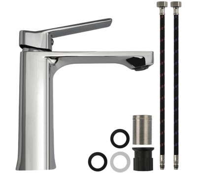 Смеситель FABIA 9741 Смеситель для раковины шаровый, литой квадратный корпус, цвет ХРОМ