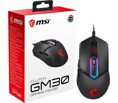 MSI Мышь проводная Clutch GM30, игровая, оптическая, USB, 6200dpi, черный [s12-0401850-d22]
