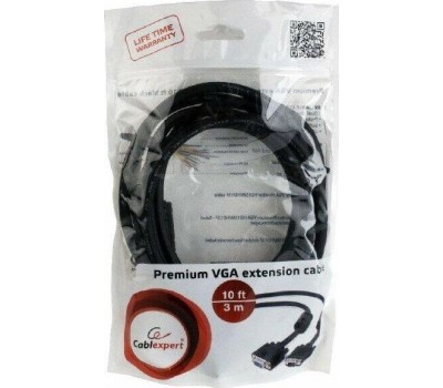 Gembird/Cablexpert CC-PPVGA-10-B, Кабель VGA Premium , 15M/15M, 3.0м, черный, тройной экран, феррит.кольца