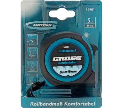 Рулетка GROSS Рулетка Komfortabel 5 м х 19 мм,обрезиненный корпус 32561