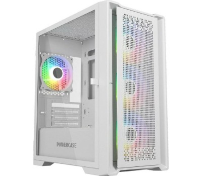 Powercase ByteFlow Micro White, Tempered Glass, 4х 120mm ARGB fans, ARGB HUB, белый, mATX (CAMBFW-A4)