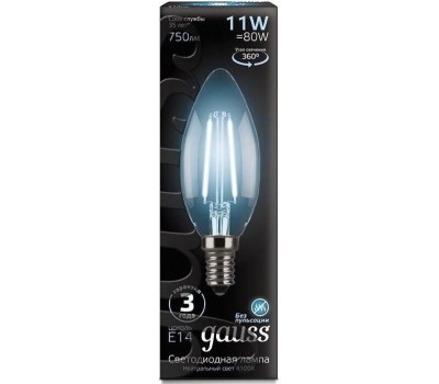 GAUSS Лампа филаментная E14, свеча, 11Вт, одна шт. [103801211]
