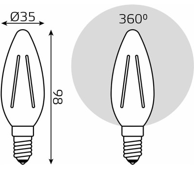 GAUSS Лампа филаментная E14, свеча, 11Вт, одна шт. [103801211]