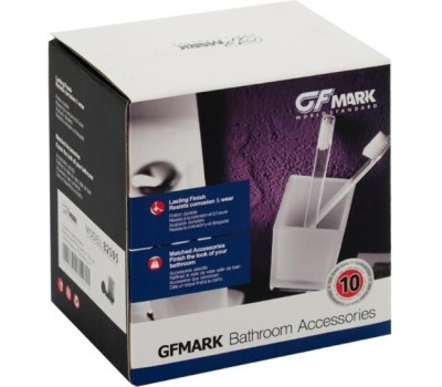 GFmark - Стакан стеклянный с креплением к стене, из нержавеющей стали, на круглом основании, цвет ЧЁРНЫЙ. 82005