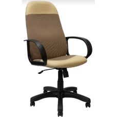 Кресло компьютерное ЯРКРЕСЛА Кр33 ТГ ПЛАСТ С12(ткань бежевая+коричневая)/ЭКО2(экокожа слоновая кость)