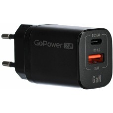 GOPOWER Зарядное устройство 1USB+1TYPE-C 35W QC3.0 00-00028403 BLACK