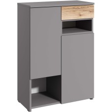 Модульная мебель МЕБЕЛЬ-КОМПЛЕКС ЙОРК Комод 2х дверный с ящиком Серый шифер/Дуб Делано