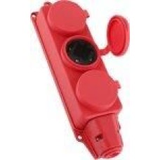 Колодка DUWI (27466 7) Колодка каучуковая, 3 гнезда, с заземлением, с защитной крышкой