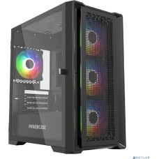 Powercase ByteFlow Micro Black, Tempered Glass, 4х 120mm ARGB fans, ARGB HUB, чёрный, mATX (CAMBFB-A4)