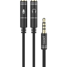 PERO Переходник AD-08, Jack 3.5 (m) - 2хJack 3.5 (f), 0.34м, черный [prad08msbk]