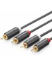UGREEN Кабель AV104 (10517) 2RCA Male to 2RCA Male Cable. Длина: 1,5 м. Цвет: черный