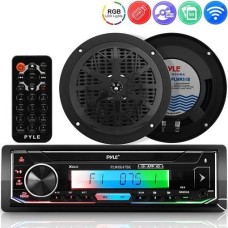 Морская магнитола PYLE MARINE PLMRK47BK магнитола черная/RGB мультицвет/SD/USB/BT