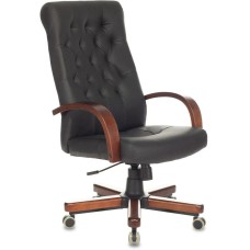 БЮРОКРАТ Кресло руководителя T-9928WALNUT/ECO черный экокожа крестов. металл/дерево