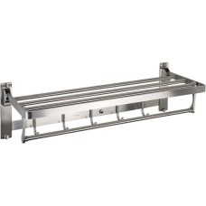 GFmark - Полка для полотенца с опорой, двойная, АНТИВАНДАЛЬНАЯ, складная, из нержавеющей стали марки SUS 304 80145