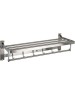 GFmark - Полка для полотенца с опорой, двойная, АНТИВАНДАЛЬНАЯ, складная, из нержавеющей стали марки SUS 304 80145