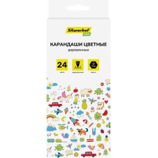 SILWERHOF Карандаши цв. Eco 2.65мм шестигран. дерево ассорти 24цв. коробка/европод