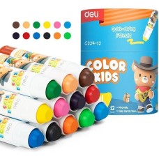DELI Гелевые мелки EC224-12 Color Kids кругл. 12цв. (12шт) дл.80мм д.15мм
