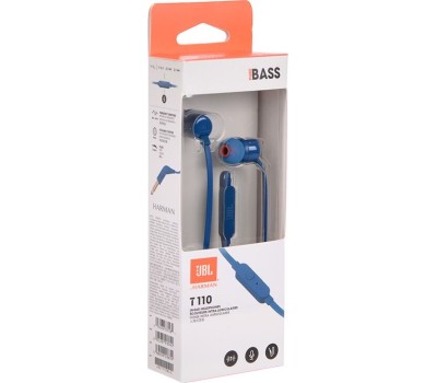 Наушники вкладыши проводные JBL TUNE 110 BLUE Наушники (JBLT110BLU)