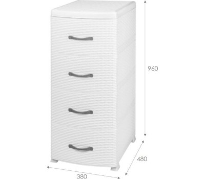 Комод VIOLET РОТАНГ белый 4-х секц. 035706