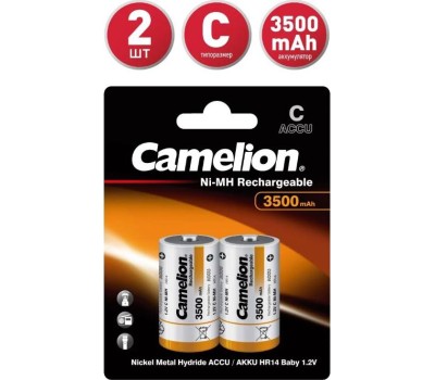 Элементы питания CAMELION (6184) C- 3500MAH NI-MH BL-2 (NH-C3500BP2, аккумулятор,1.2В)