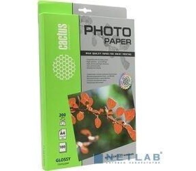 Cactus CS-GA4200100 Фотобумага глянцевая, А4, 200 г/м2, 100 листов