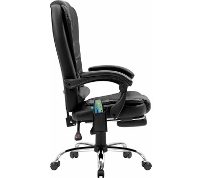 Кресло DEFENDER (64315) CARDINAL черный,PU,7 вибро,подножка