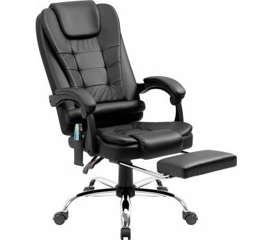 Кресло DEFENDER (64315) CARDINAL черный,PU,7 вибро,подножка