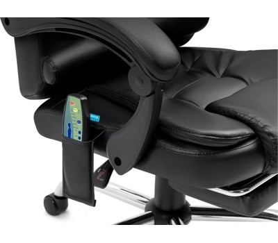 Кресло DEFENDER (64315) CARDINAL черный,PU,7 вибро,подножка