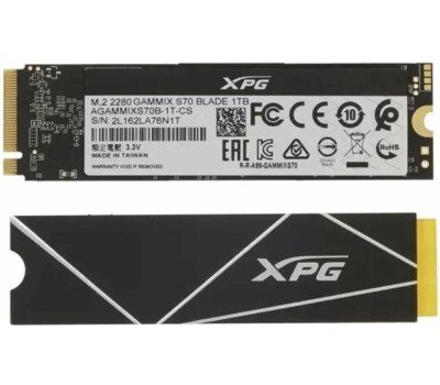 Накопитель SSD A-DATA SSD накопитель XPG Gammix S70 Blade AGAMMIXS70B-1T-CS 1ТБ, M.2 2280, PCIe 4.0 x4, NVMe, M.2