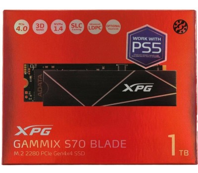 Накопитель SSD A-DATA SSD накопитель XPG Gammix S70 Blade AGAMMIXS70B-1T-CS 1ТБ, M.2 2280, PCIe 4.0 x4, NVMe, M.2