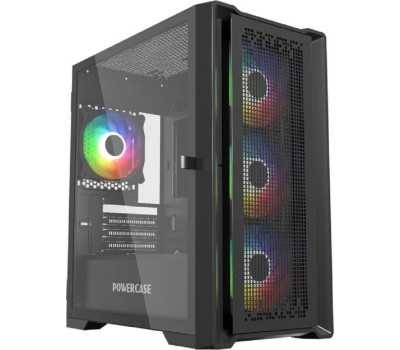Powercase ByteFlow Micro Black, Tempered Glass, 4х 120mm ARGB fans, ARGB HUB, чёрный, mATX (CAMBFB-A4)