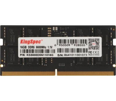 Оперативная память KINGSPEC Оперативная память KS5600D5N11016G DDR5 - 1x 16ГБ 5600МГц, для ноутбуков (SO-DIMM), Ret