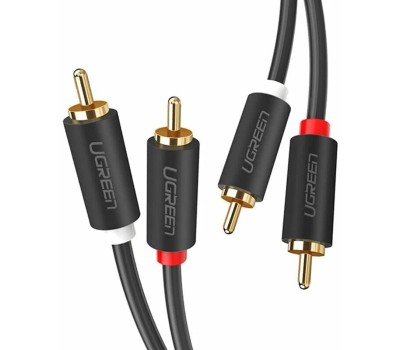 UGREEN Кабель AV104 (10517) 2RCA Male to 2RCA Male Cable. Длина: 1,5 м. Цвет: черный