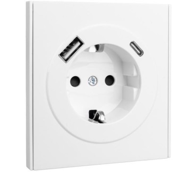 KRANZ Розетка STRONG 1-ая с/з с/у з/ш 16А с USB A+C быстрой зарядки 5В/3А жемчуг