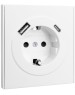 KRANZ Розетка STRONG 1-ая с/з с/у з/ш 16А с USB A+C быстрой зарядки 5В/3А жемчуг