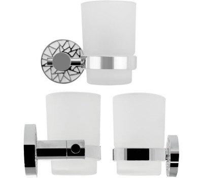 GFmark - Стакан стеклянный с креплением к стене, с БЕЛОЙ МОЗАИКОЙ 3206