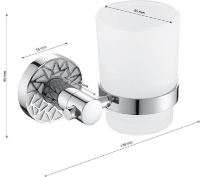 GFmark - Стакан стеклянный с креплением к стене, с БЕЛОЙ МОЗАИКОЙ 3206