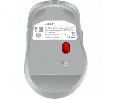 ACER Мышь OMR310 светло-серый оптич. 1600dpi беспров. BT/Radio USB 7but (ZL.MCECC.033)