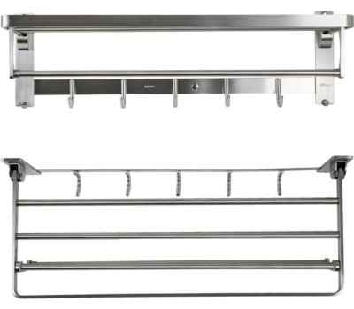 GFmark - Полка для полотенца с опорой, двойная, АНТИВАНДАЛЬНАЯ, складная, из нержавеющей стали марки SUS 304 80145