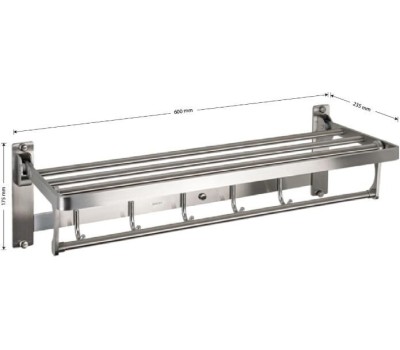GFmark - Полка для полотенца с опорой, двойная, АНТИВАНДАЛЬНАЯ, складная, из нержавеющей стали марки SUS 304 80145
