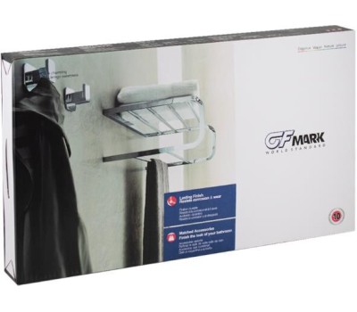 GFmark - Полка для полотенца с опорой, двойная, АНТИВАНДАЛЬНАЯ, складная, из нержавеющей стали марки SUS 304 80145