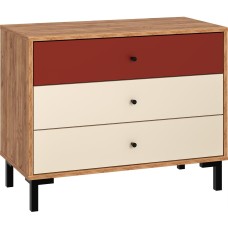 Модульная мебель МЕБЕЛЬ-КОМПЛЕКС JAM Комод 3Я Дуб крафт табачный/Сатин/Терракот