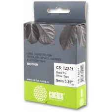 CACTUS Картридж ленточный CS-TZ221 TZe-221 черный на белом 9x8 для Brother 1010/1280/1280VP/2700VP