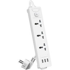 DELI Сетевой фильтр универсальный ET408 / 3розетки + 3USB , 2 м