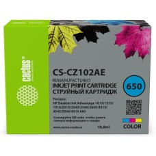CACTUS Картридж струйный CS-CZ102AE № 650 многоцветный (18мл) для HP 1015/1515/1516/2515/2545/2546/2645/3515/3545/3546/4515 с чипом